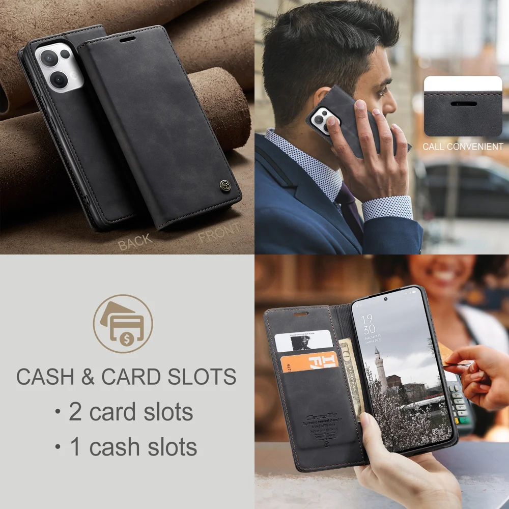 For Oppo Reno13 5G (Global) Wallet Case CASEME 013 Series PU Leather Phone Cover Stand - Brown-Cellmalls