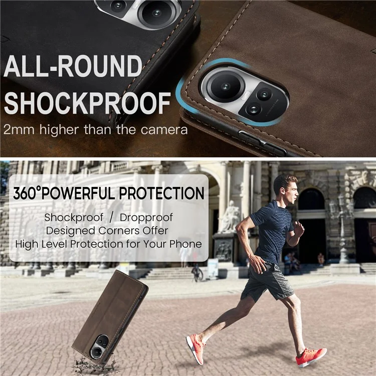 CASEME 013 Series For Oppo Reno10 5G (Global) /  Reno10 Pro 5G (Global) Case PU Leather Wallet Flip Cover - Black-Cellmalls