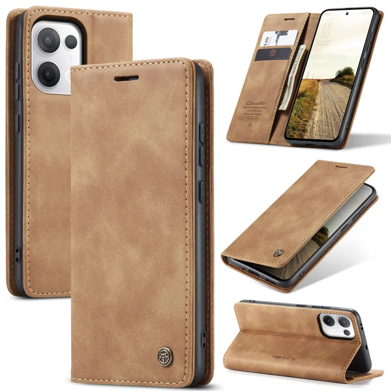For Oppo Reno13 5G (Global) Wallet Case CASEME 013 Series PU Leather Phone Cover Stand - Brown-Cellmalls