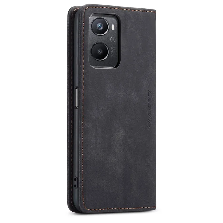 CASEME 013 Series For Oppo A96 4G / A36 / K10 4G / A76 / Realme 9i 4G Case Leather Phone Cover Magnetic Absorption - Black-Cellmalls