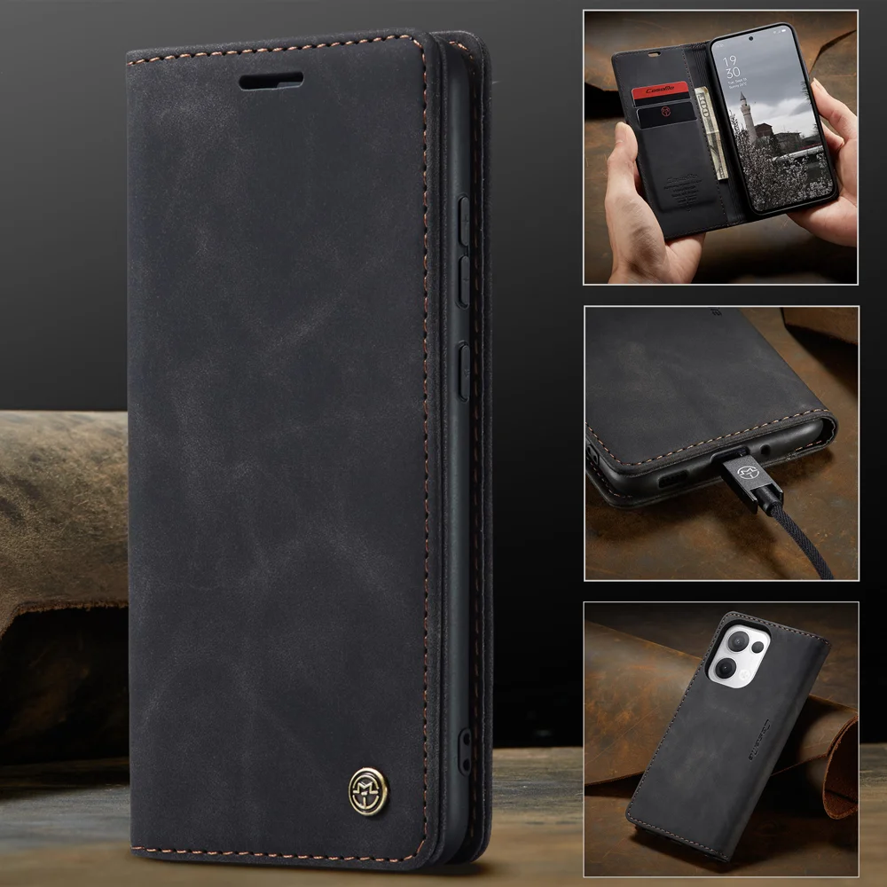 For Oppo Reno13 5G (Global) Wallet Case CASEME 013 Series PU Leather Phone Cover Stand - Brown-Cellmalls