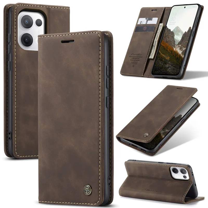 For Oppo Reno13 5G (Global) Wallet Case CASEME 013 Series PU Leather Phone Cover Stand - Brown-Cellmalls