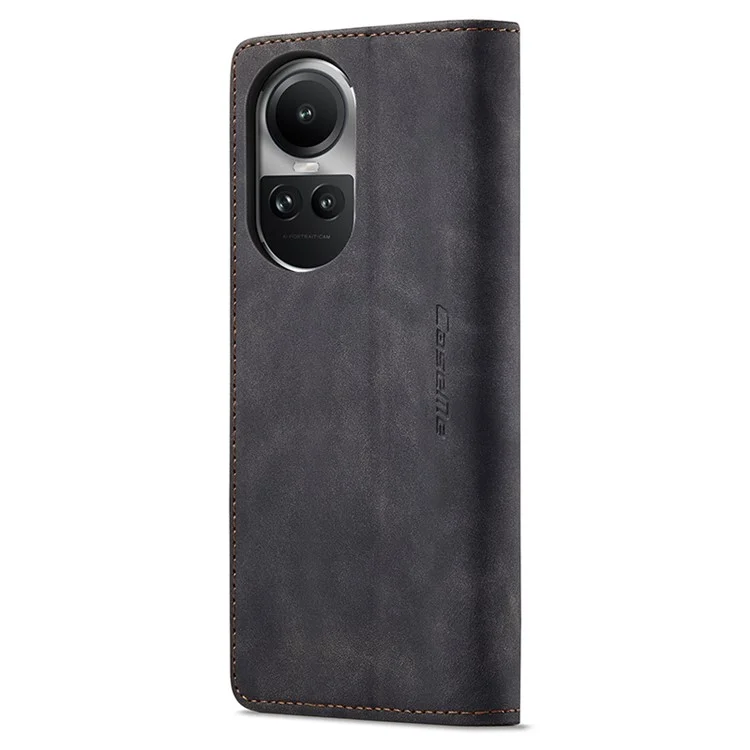CASEME 013 Series For Oppo Reno10 5G (Global) /  Reno10 Pro 5G (Global) Case PU Leather Wallet Flip Cover - Black-Cellmalls