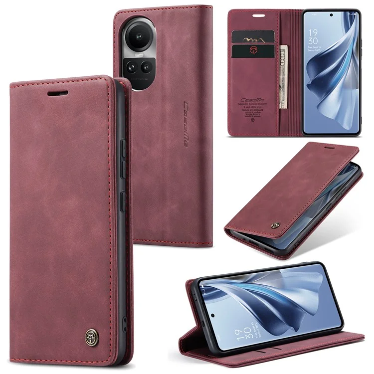 CASEME 013 Series For Oppo Reno10 5G (Global) /  Reno10 Pro 5G (Global) Case PU Leather Wallet Flip Cover - Black-Cellmalls