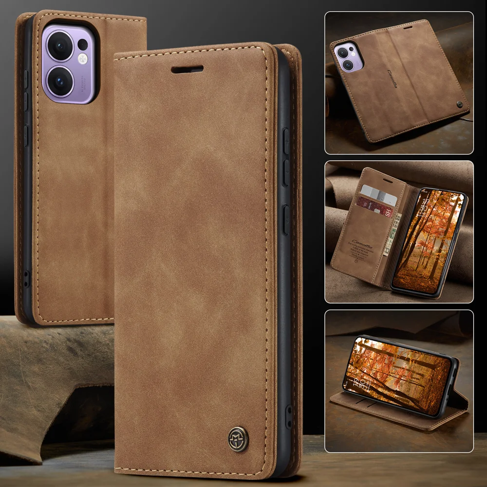 For Oppo Reno13 F 4G / Oppo Reno13 F 5G Wallet Case CASEME 013 Series PU Leather Phone Cover Stand - Brown-Cellmalls