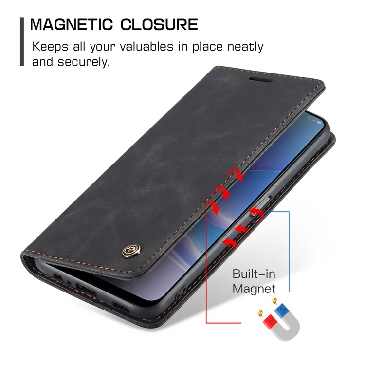 CASEME 013 Series For Oppo A78 5G Multifunction Wallet Phone Case PU Leather Stand Flip Cover - Black-Cellmalls