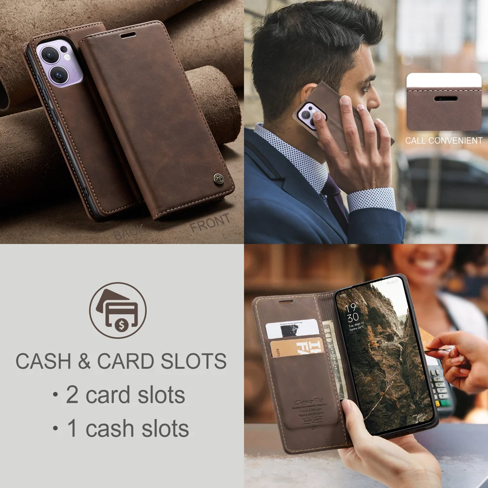 For Oppo Reno13 F 4G / Oppo Reno13 F 5G Wallet Case CASEME 013 Series PU Leather Phone Cover Stand - Brown-Cellmalls