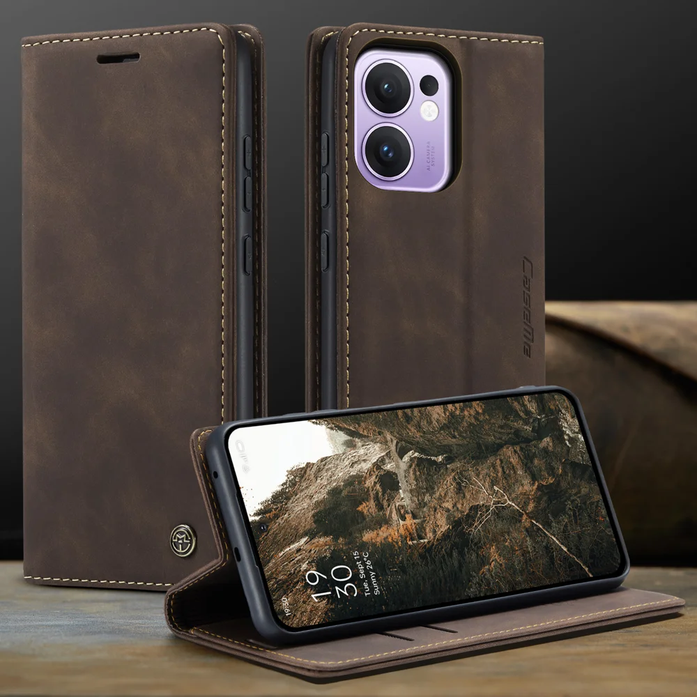 For Oppo Reno13 F 4G / Oppo Reno13 F 5G Wallet Case CASEME 013 Series PU Leather Phone Cover Stand - Brown-Cellmalls