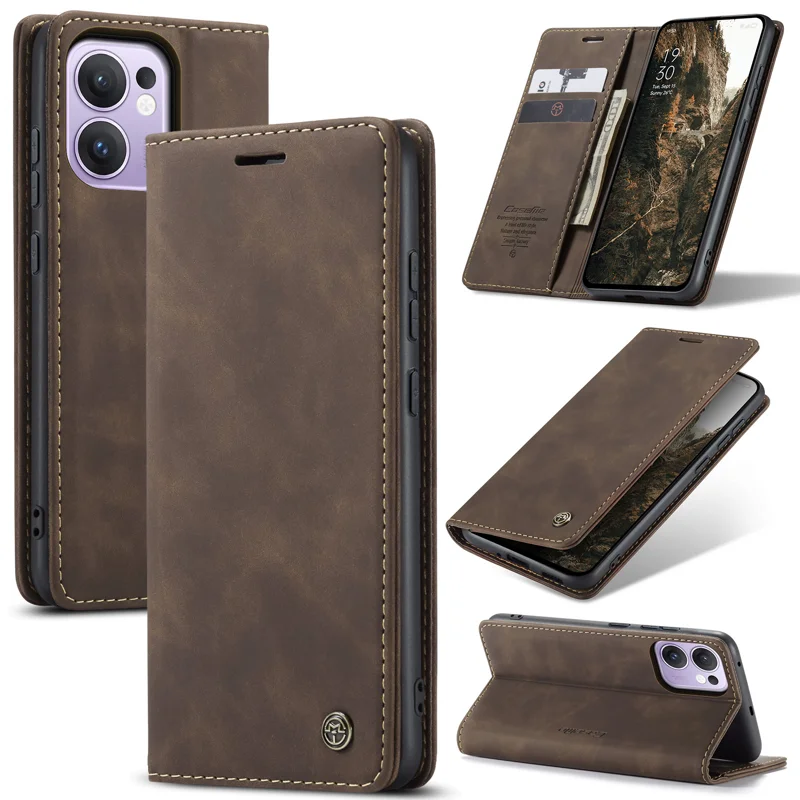 For Oppo Reno13 F 4G / Oppo Reno13 F 5G Wallet Case CASEME 013 Series PU Leather Phone Cover Stand - Brown-Cellmalls