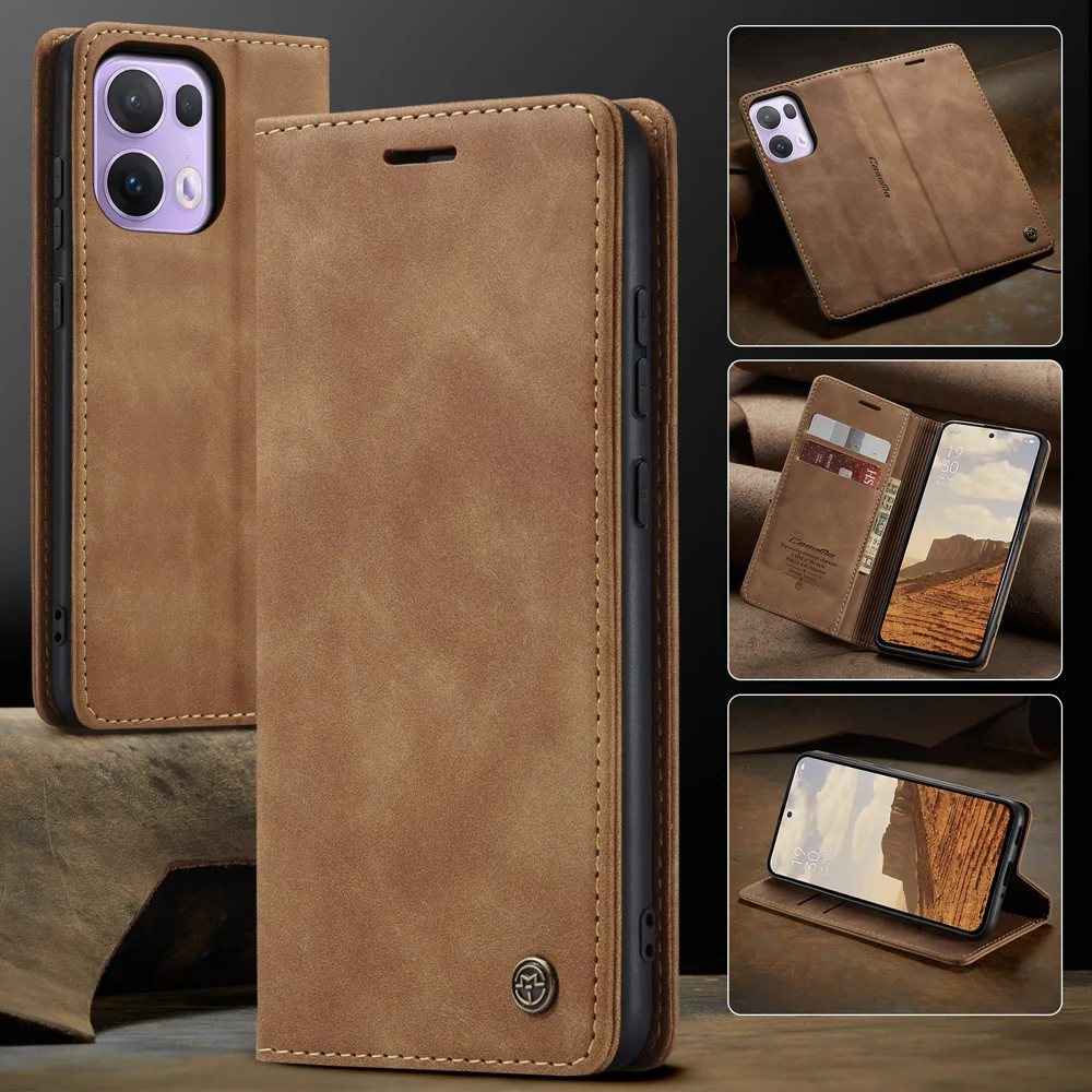 For Oppo Reno13 Pro 5G Wallet Case CASEME 013 Series PU Leather Phone Cover Stand - Brown-Cellmalls