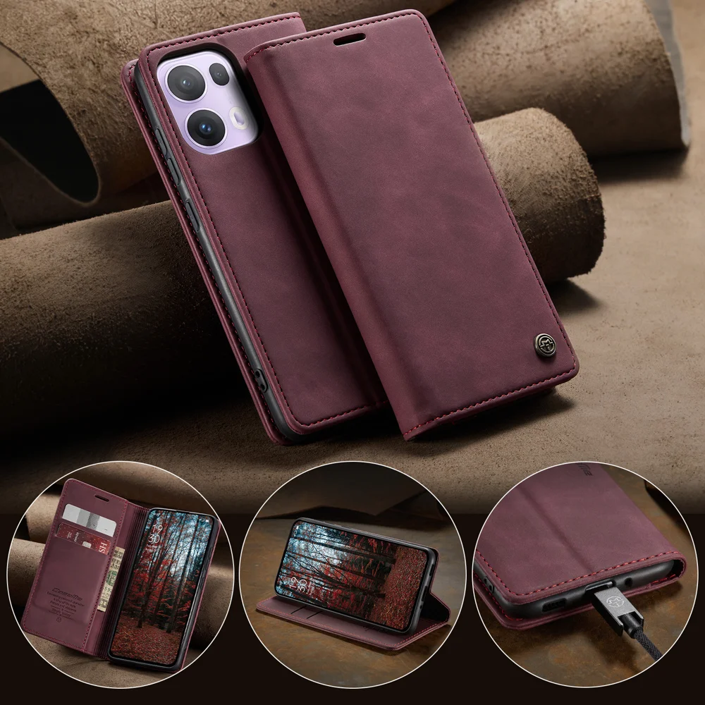 For Oppo Reno13 Pro 5G Wallet Case CASEME 013 Series PU Leather Phone Cover Stand - Brown-Cellmalls
