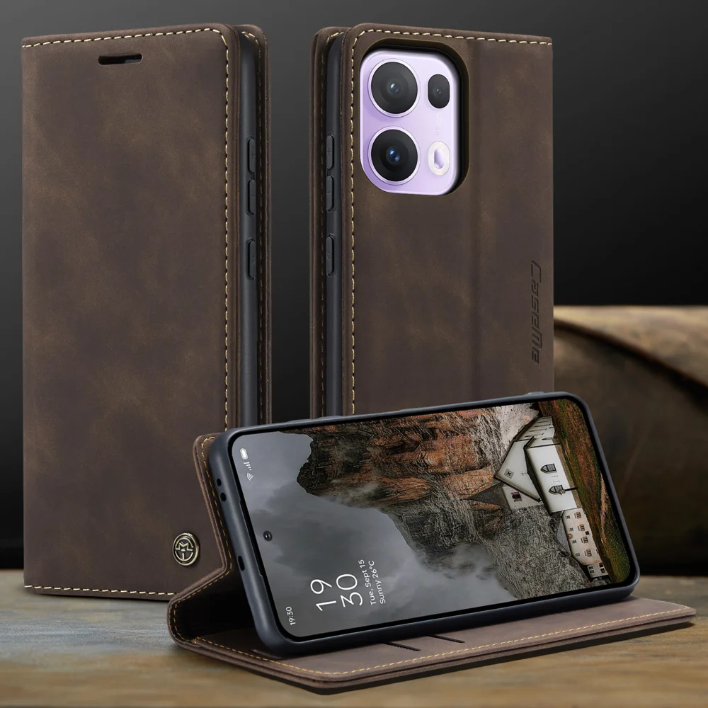 For Oppo Reno13 Pro 5G Wallet Case CASEME 013 Series PU Leather Phone Cover Stand - Brown-Cellmalls