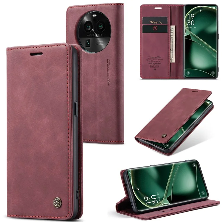 CASEME 013 Series For Oppo Find X6 PU Leather Phone Case Wallet Stand Protective Cover - Black-Cellmalls