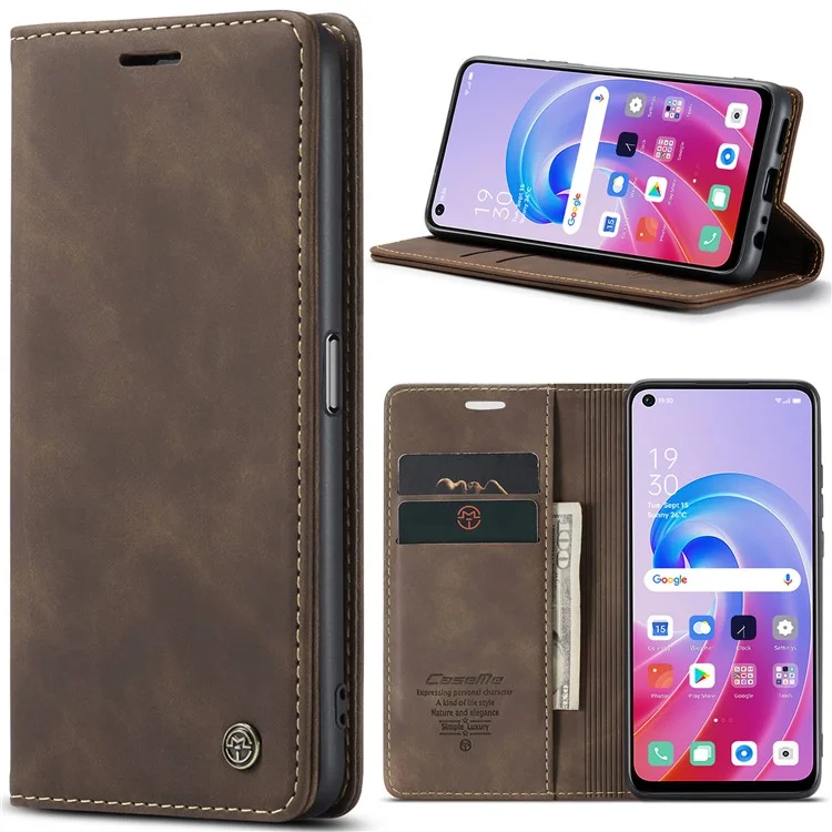 CASEME 013 Series For Oppo A96 4G / A36 / K10 4G / A76 / Realme 9i 4G Case Leather Phone Cover Magnetic Absorption - Black-Cellmalls