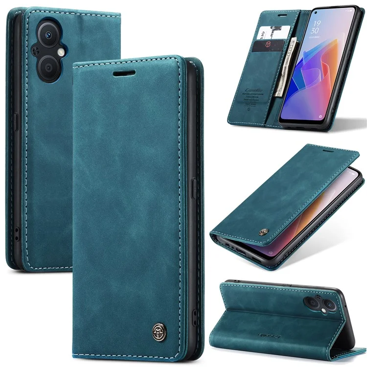 CASEME 013 Series for Oppo A96 5G / Reno7 Z 5G (Global Version)//Reno7 Lite 5G (Global Version) / Reno8 Lite 5G (Global Version) / F21 Pro 5G (Global Version) / Reno8 Z 5G (Global Version) Leather Wallet Phone Stand Case - Black-Cellmalls