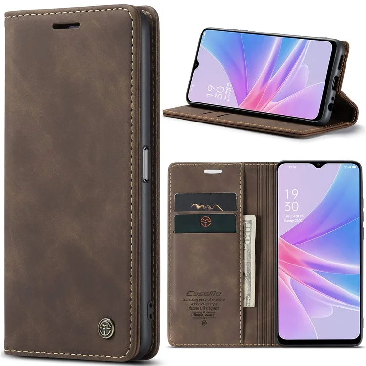 CASEME 013 Series For Oppo A78 5G Multifunction Wallet Phone Case PU Leather Stand Flip Cover - Black-Cellmalls