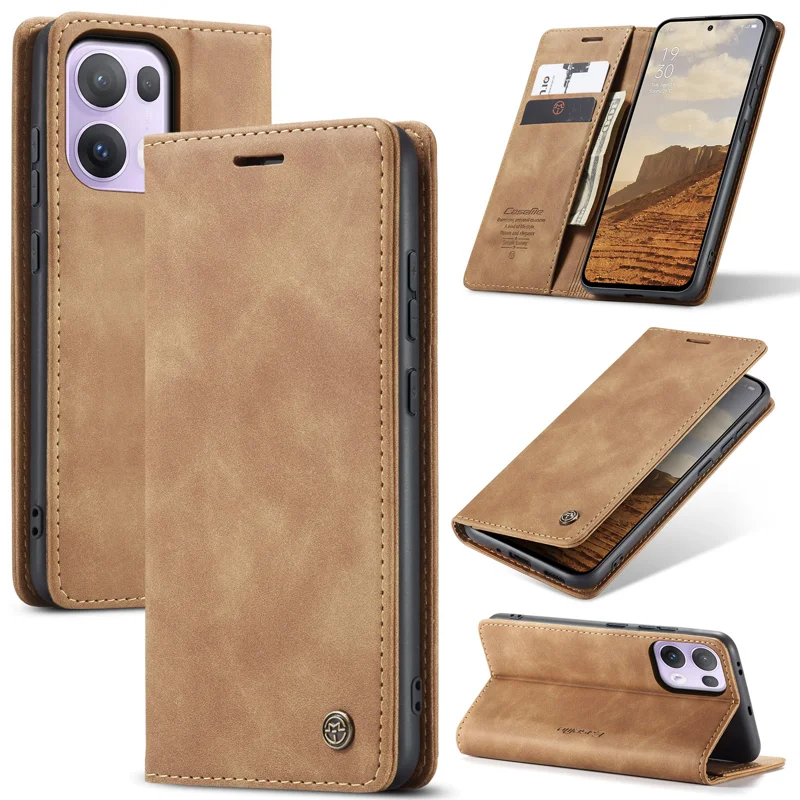 For Oppo Reno13 Pro 5G Wallet Case CASEME 013 Series PU Leather Phone Cover Stand - Brown-Cellmalls