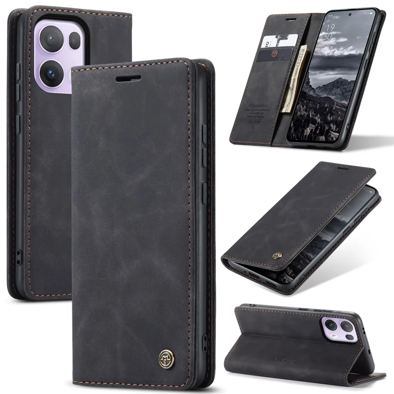 For Oppo Reno13 Pro 5G Wallet Case CASEME 013 Series PU Leather Phone Cover Stand - Brown-Cellmalls