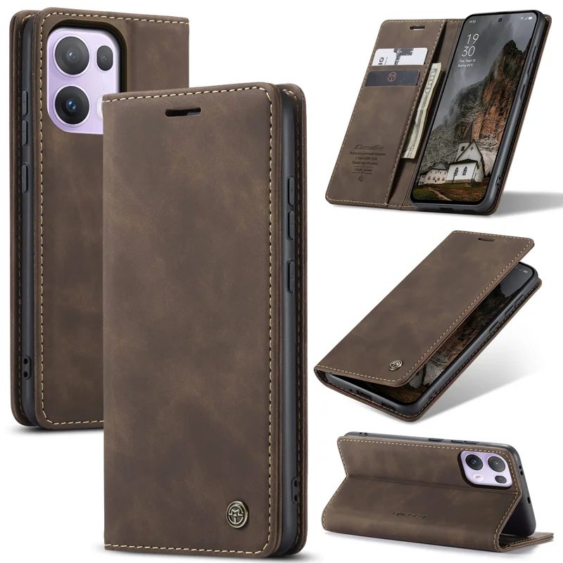 For Oppo Reno13 Pro 5G Wallet Case CASEME 013 Series PU Leather Phone Cover Stand - Brown-Cellmalls