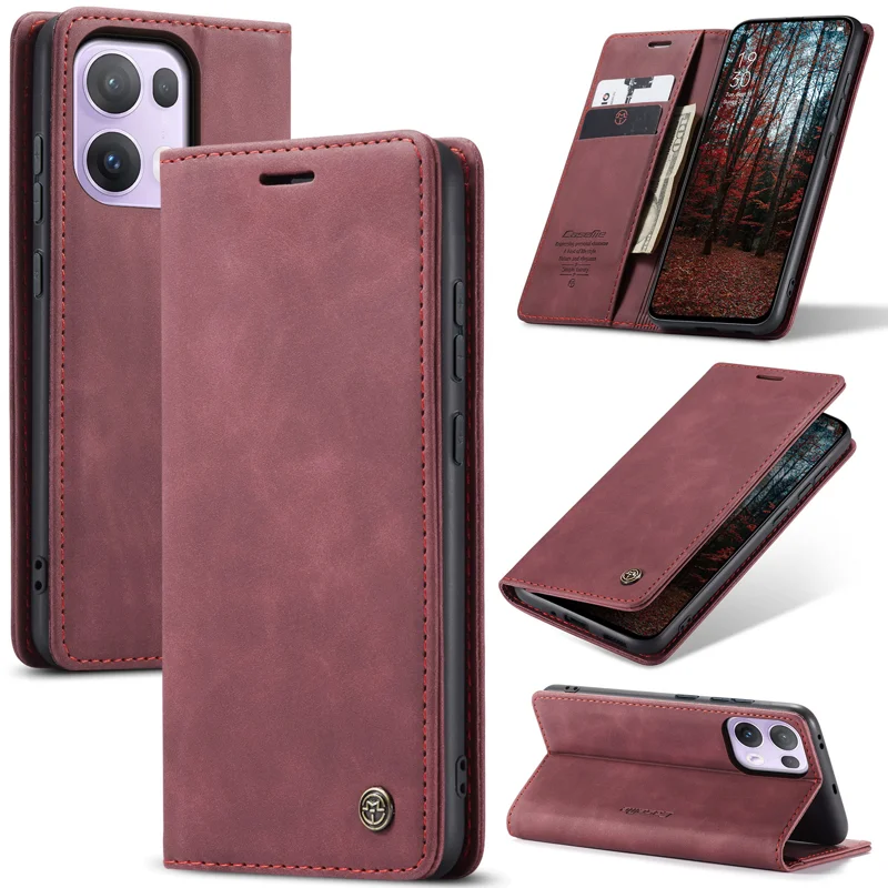 For Oppo Reno13 Pro 5G Wallet Case CASEME 013 Series PU Leather Phone Cover Stand - Brown-Cellmalls