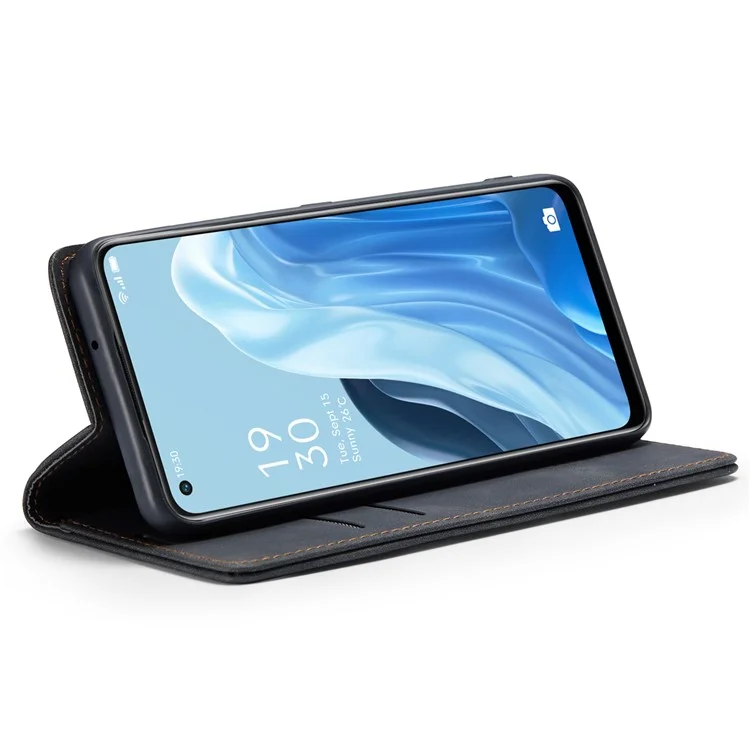 CASEME 013 Series for Oppo Reno7 4G / Reno8 4G / F21 Pro 4G PU Leather Wallet Case Magnetic Auto-absorbed Stand Phone Case - Black-Cellmalls