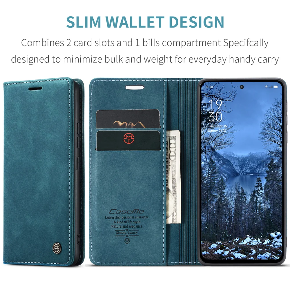 For Oppo Reno12 F 5G Case CASEME 013 Series Card Holder Stand Leather Phone Cover - Brown-Cellmalls