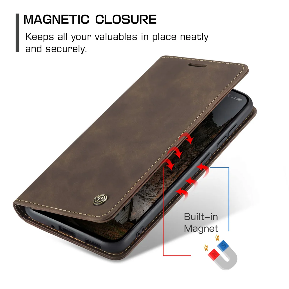 For Oppo Reno13 Pro 5G Wallet Case CASEME 013 Series PU Leather Phone Cover Stand - Brown-Cellmalls