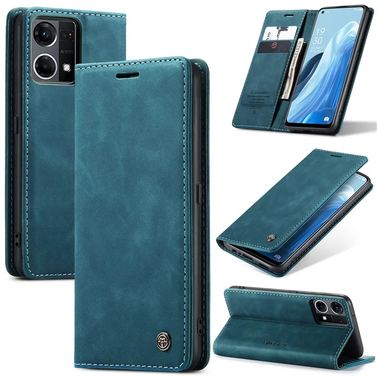 CASEME 013 Series for Oppo Reno7 4G / Reno8 4G / F21 Pro 4G PU Leather Wallet Case Magnetic Auto-absorbed Stand Phone Case - Black-Cellmalls