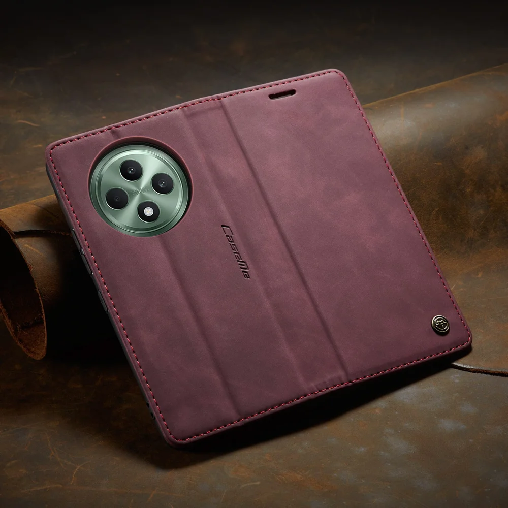 For Oppo Reno12 F 5G Case CASEME 013 Series Card Holder Stand Leather Phone Cover - Brown-Cellmalls