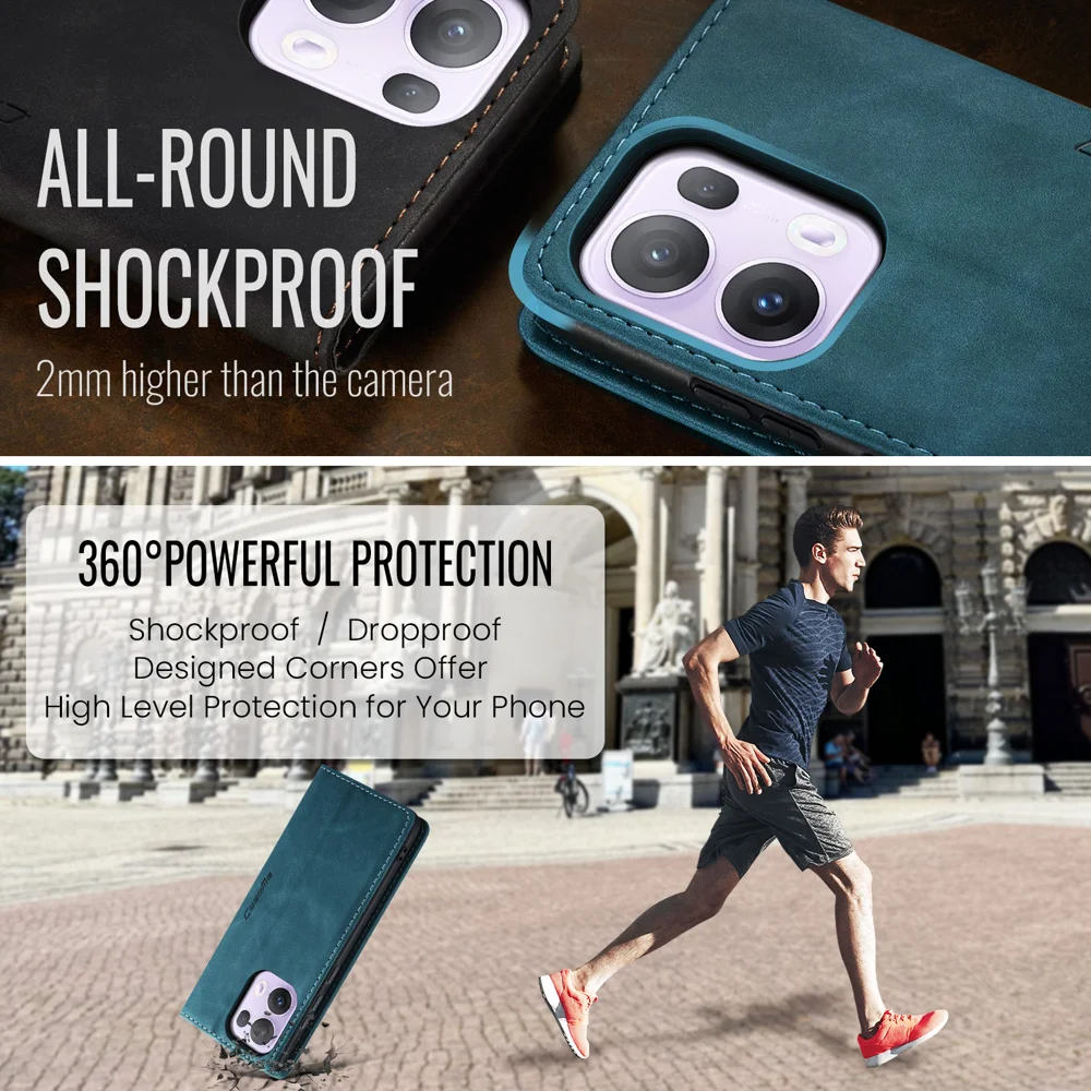 For Oppo Reno13 Pro 5G Wallet Case CASEME 013 Series PU Leather Phone Cover Stand - Brown-Cellmalls