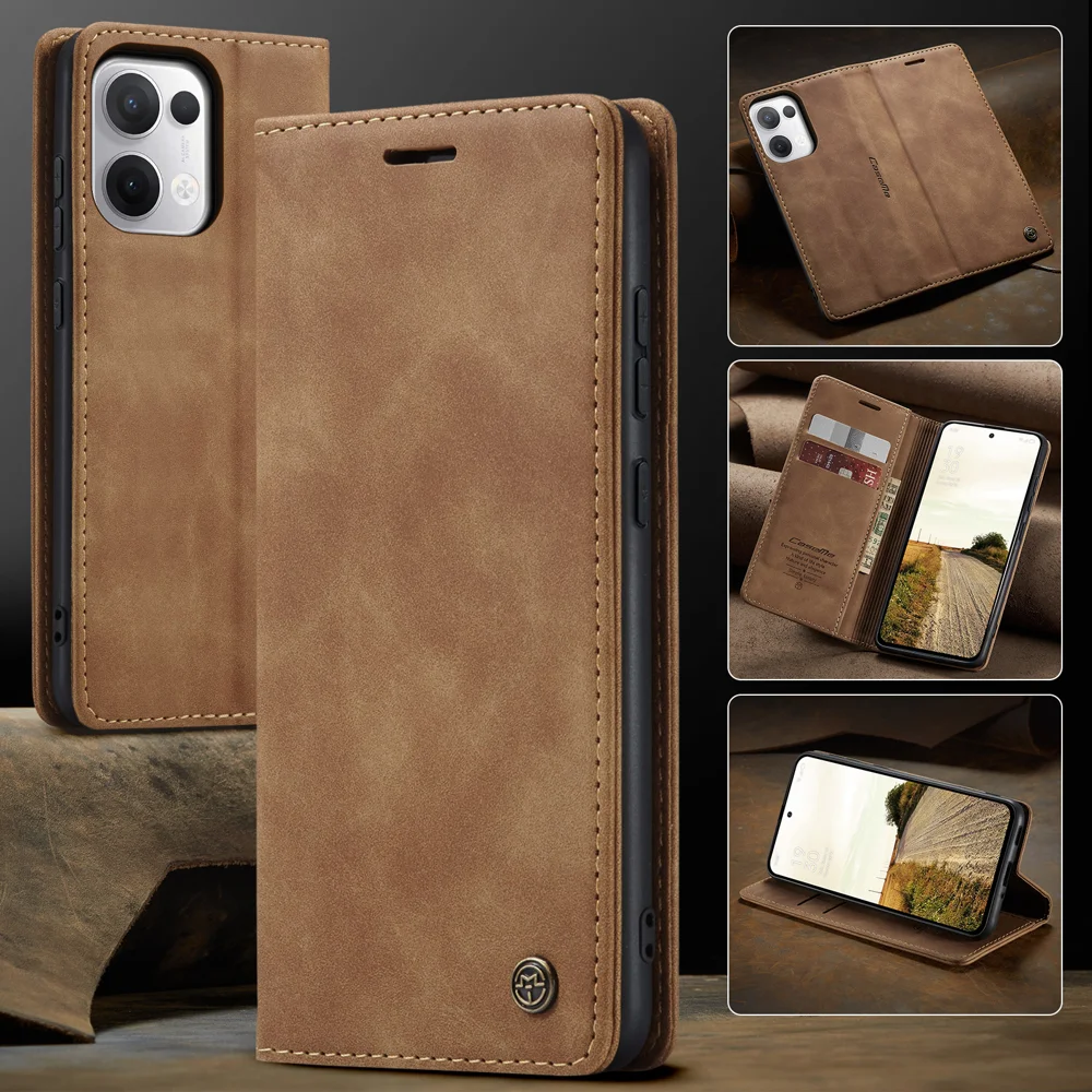 For Oppo Reno13 5G (Global) Wallet Case CASEME 013 Series PU Leather Phone Cover Stand - Brown-Cellmalls
