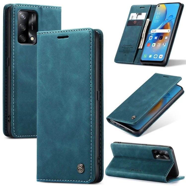 CASEME 013 Series for Oppo F19 / F19s / A74 4G / A95 4G / Reno6 Lite (Global Version) Magnetic Auto-absorbed PU Leather Wallet Case with Stand Function - Black-Cellmalls