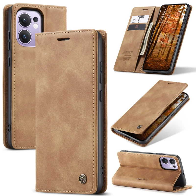 For Oppo Reno13 F 4G / Oppo Reno13 F 5G Wallet Case CASEME 013 Series PU Leather Phone Cover Stand - Brown-Cellmalls