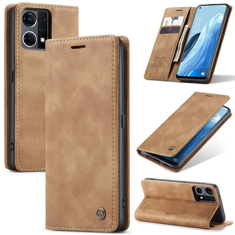CASEME 013 Series for Oppo Reno7 4G / Reno8 4G / F21 Pro 4G PU Leather Wallet Case Magnetic Auto-absorbed Stand Phone Case - Black-Cellmalls