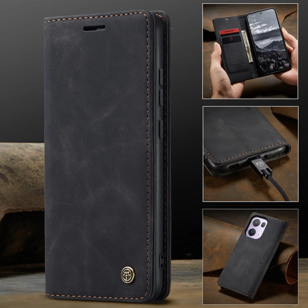For Oppo Reno13 Pro 5G Wallet Case CASEME 013 Series PU Leather Phone Cover Stand - Brown-Cellmalls