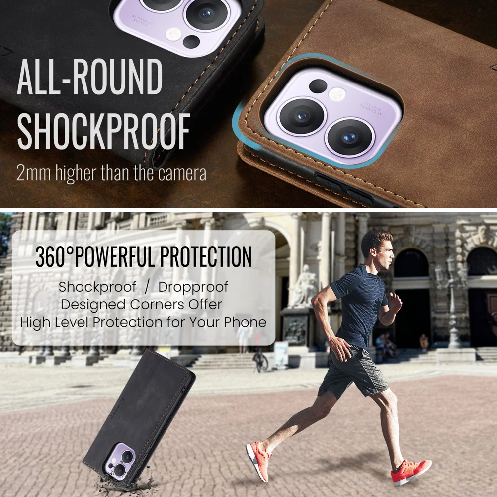 For Oppo Reno13 F 4G / Oppo Reno13 F 5G Wallet Case CASEME 013 Series PU Leather Phone Cover Stand - Brown-Cellmalls