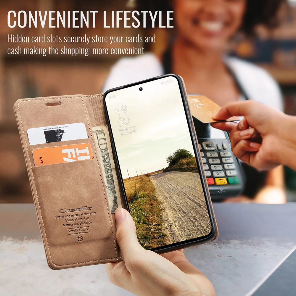 For Oppo Reno13 5G (Global) Wallet Case CASEME 013 Series PU Leather Phone Cover Stand - Brown-Cellmalls