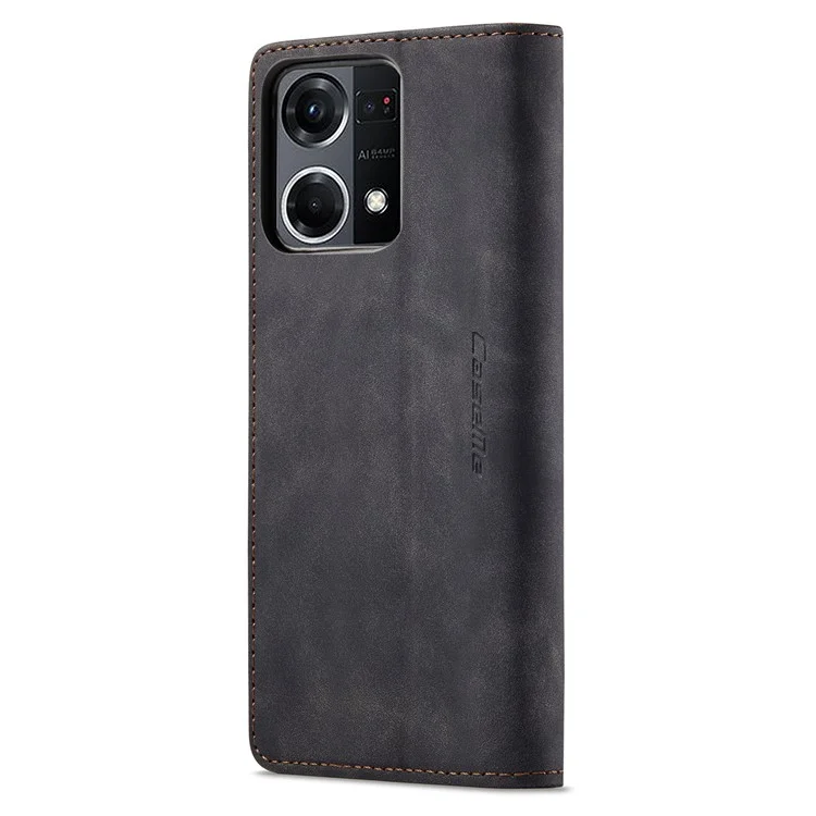 CASEME 013 Series for Oppo Reno7 4G / Reno8 4G / F21 Pro 4G PU Leather Wallet Case Magnetic Auto-absorbed Stand Phone Case - Black-Cellmalls