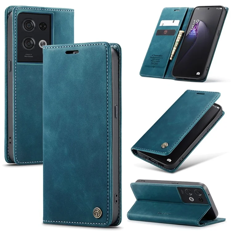 CASEME 013 Series for Oppo Reno8 Pro 5G (Global Version) PU Leather Drop-proof Case Magnetic Auto-absorbed Flip Stand Wallet Case - Black-Cellmalls