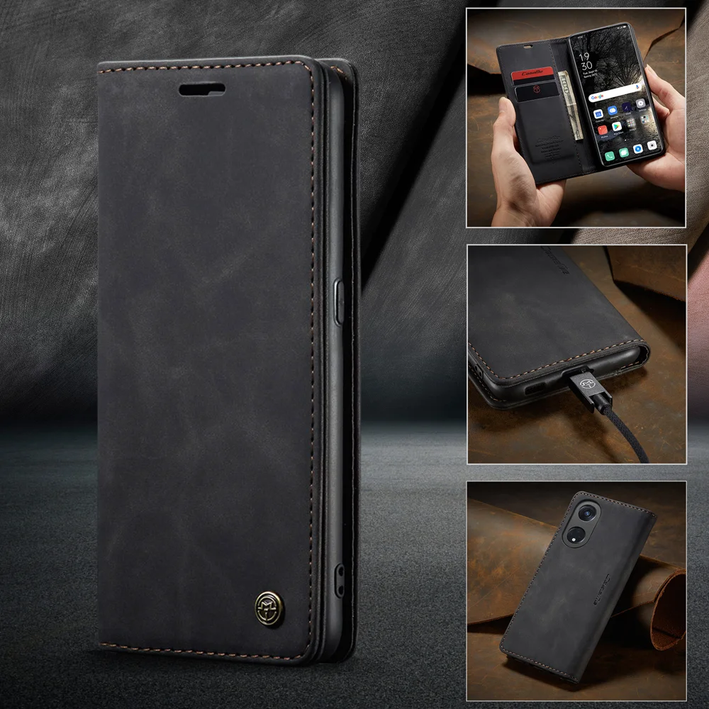 For Oppo A1 Pro 5G / Oppo Reno8 T 5G Case CASEME 013 Series Card Holder Stand Leather Phone Cover - Coffee-Cellmalls