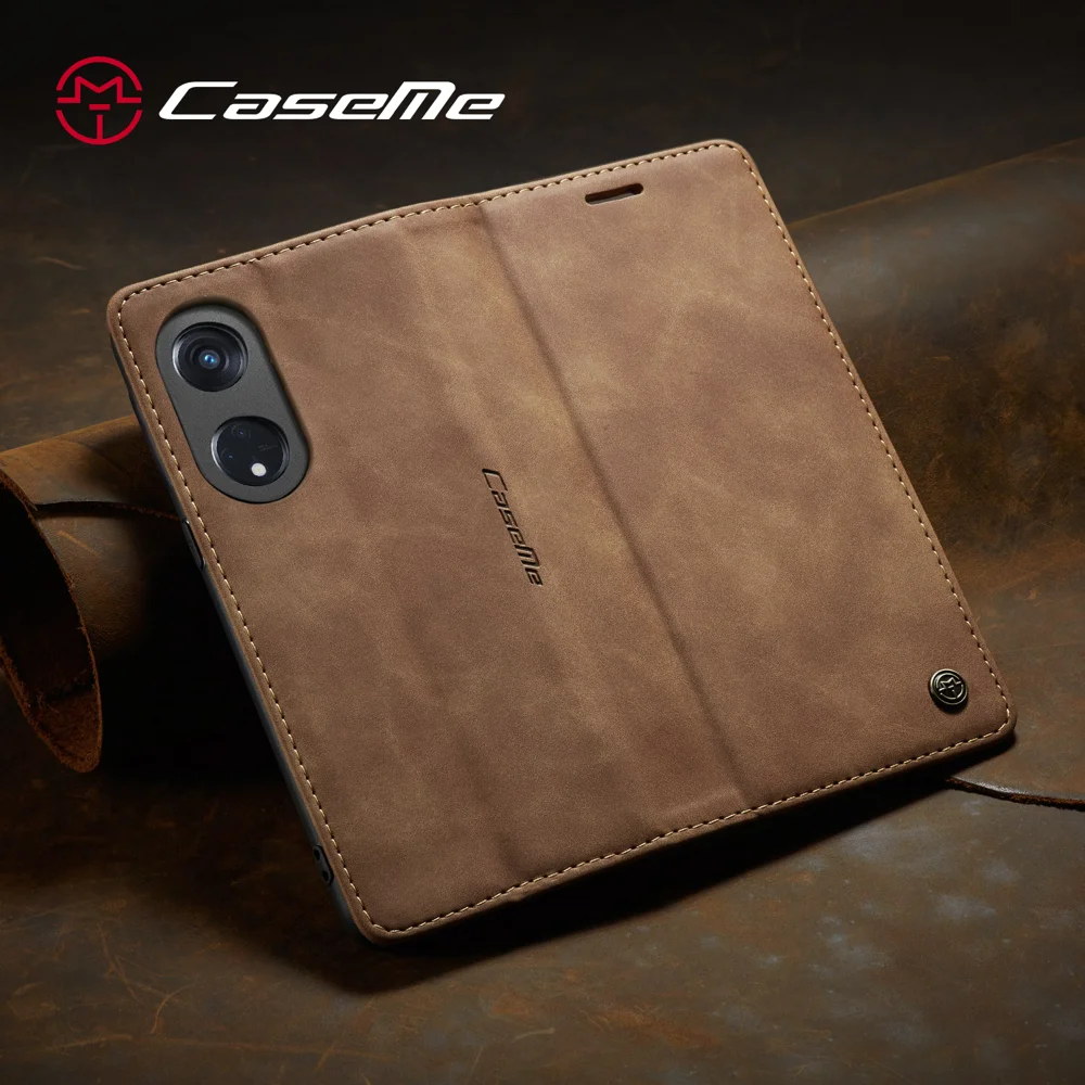 For Oppo A1 Pro 5G / Oppo Reno8 T 5G Case CASEME 013 Series Card Holder Stand Leather Phone Cover - Coffee-Cellmalls