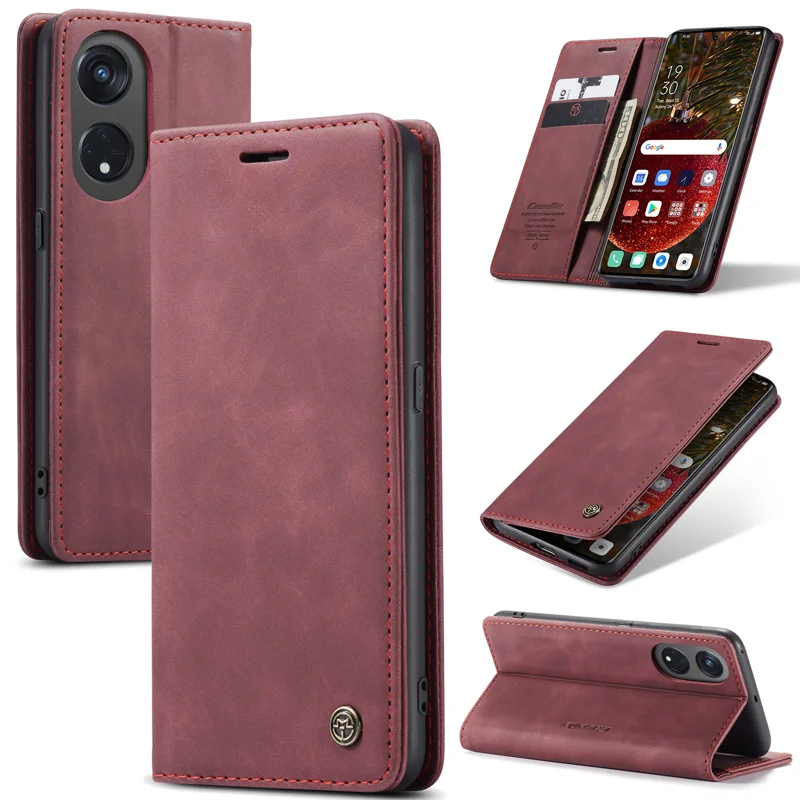 For Oppo A1 Pro 5G / Oppo Reno8 T 5G Case CASEME 013 Series Card Holder Stand Leather Phone Cover - Coffee-Cellmalls