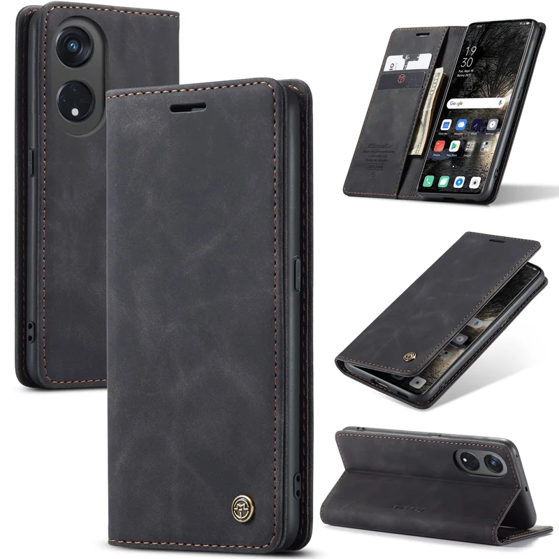 For Oppo A1 Pro 5G / Oppo Reno8 T 5G Case CASEME 013 Series Card Holder Stand Leather Phone Cover - Coffee-Cellmalls