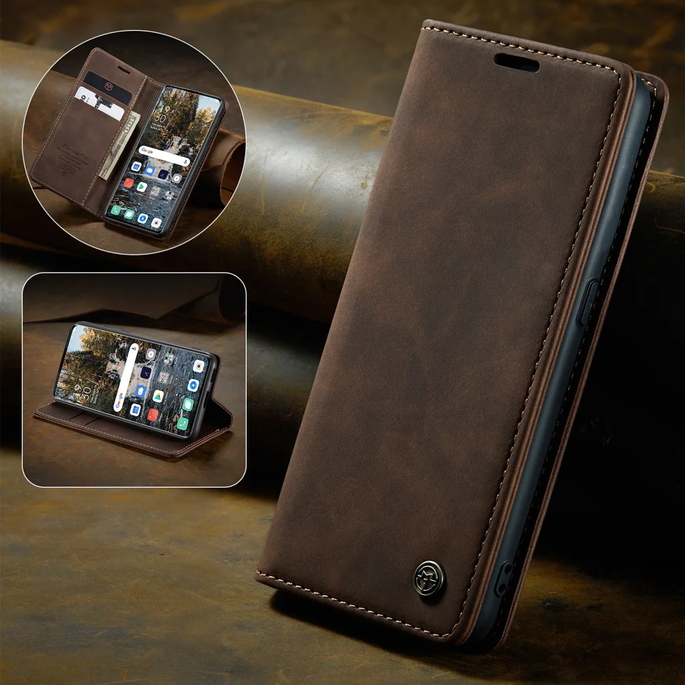 For Oppo A1 Pro 5G / Oppo Reno8 T 5G Case CASEME 013 Series Card Holder Stand Leather Phone Cover - Coffee-Cellmalls