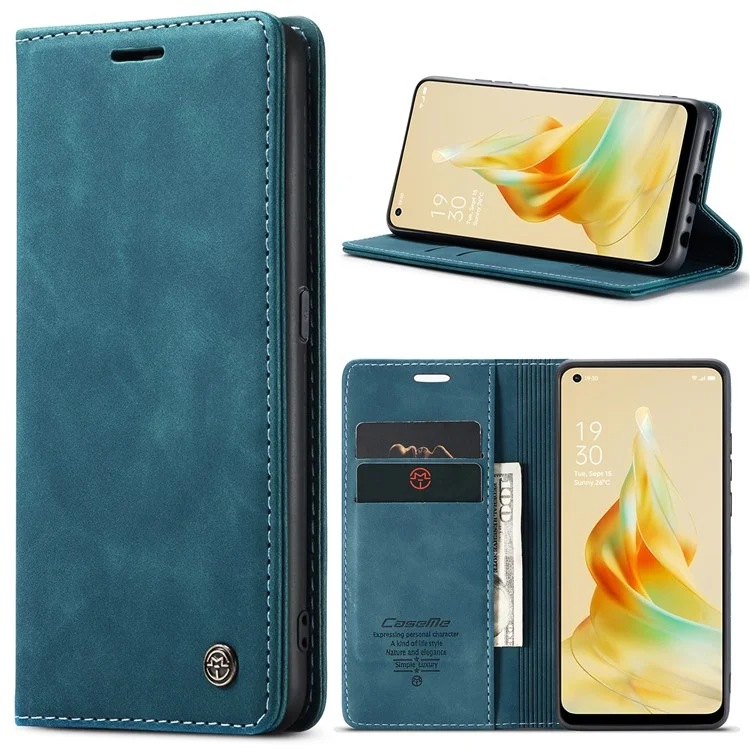 CASEME 013 Series For Oppo Reno8 T 4G Anti-Scratch Phone Cover Wallet PU Leather Coated TPU Shell Stand Flip Case - Black-Cellmalls