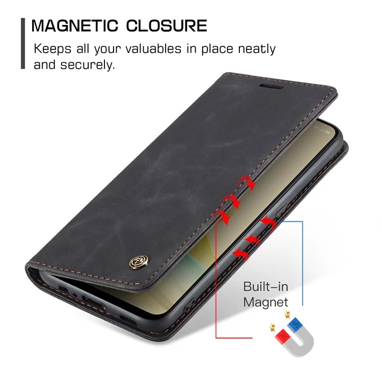 CASEME 013 Series For Oppo Reno8 T 4G Anti-Scratch Phone Cover Wallet PU Leather Coated TPU Shell Stand Flip Case - Black-Cellmalls