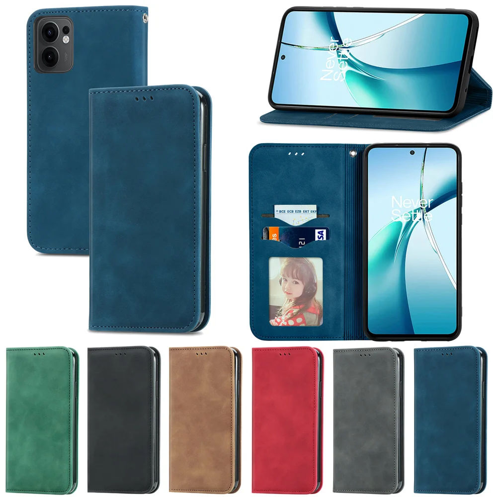For Oppo Reno13 F 5G Leather Case with Card Holder Magnetic Absorption Phone Cover - Green-Cellmalls