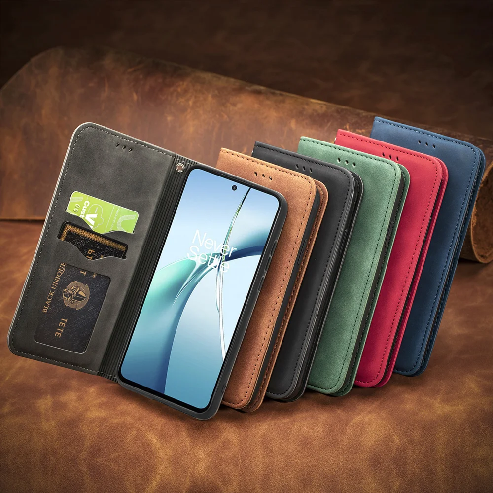 For Oppo Reno13 5G (Global) Leather Case with Card Holder Magnetic Absorption Phone Cover - Green-Cellmalls