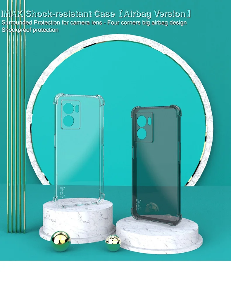 IMAK For Oppo K10 5G / A77 5G / A57 (2022) 5G Soft TPU Clear Phone Case Four Shockproof Corner Bumper Protective Cover - Transparent Black-Cellmalls