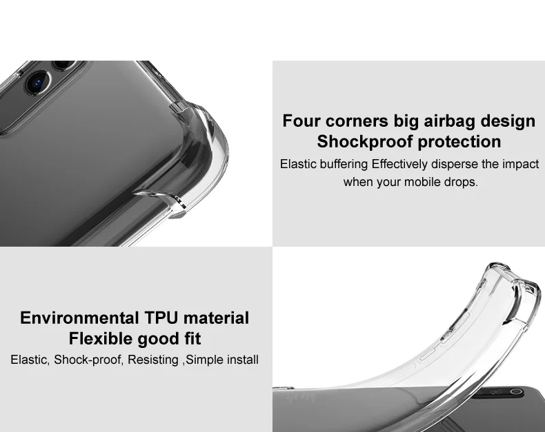 IMAK For Oppo K10 5G / A77 5G / A57 (2022) 5G Soft TPU Clear Phone Case Four Shockproof Corner Bumper Protective Cover - Transparent Black-Cellmalls